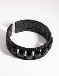 Matte Black Square Stone Cuff Bracelet - link has visual effect only