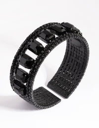Matte Black Square Stone Cuff Bracelet - link has visual effect only