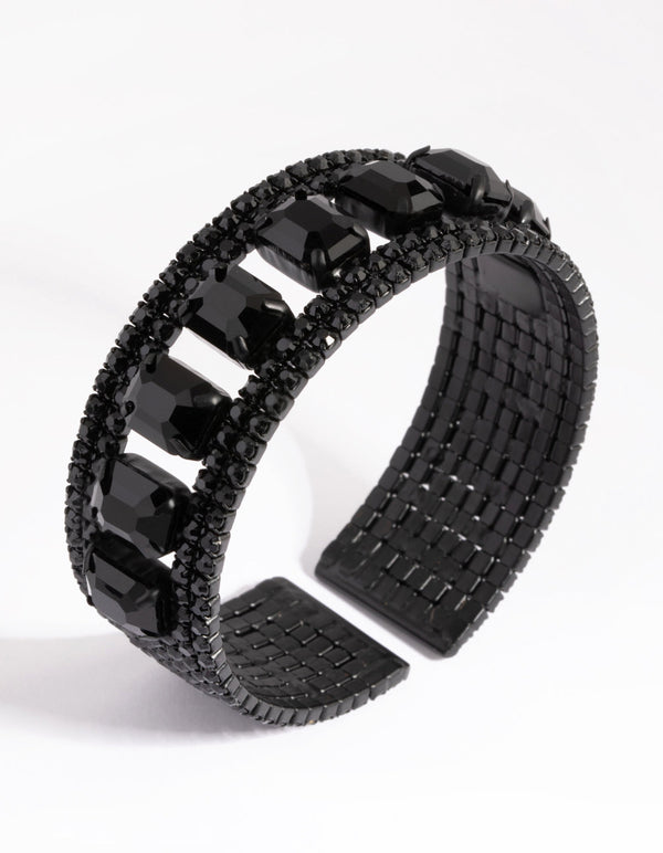 Matte Black Square Stone Cuff Bracelet