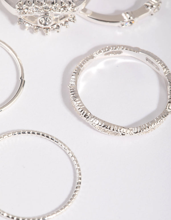 Silver Evil Eye Ring Pack