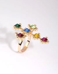 Gold Cross Ring with Jewels - link has visual effect only