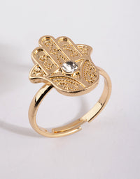 Gold Hamsa Ring with Diamantes - link has visual effect only