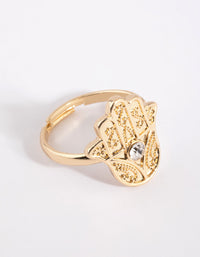 Gold Hamsa Ring with Diamantes - link has visual effect only