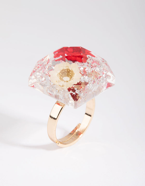金色红花戒指