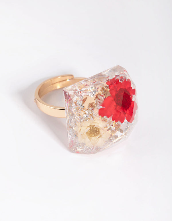 金色红花戒指
