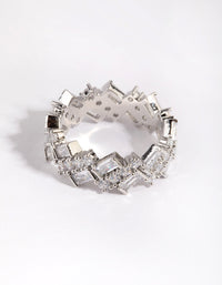 Rhodium Cubic Zirconia Baguette Ring - link has visual effect only