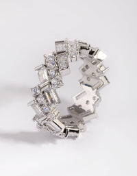 Rhodium Cubic Zirconia Baguette Ring - link has visual effect only