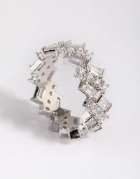 Rhodium Cubic Zirconia Baguette Ring - link has visual effect only