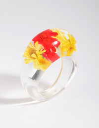 Yellow and Red Plastic Daisy Ring - link has visual effect only
