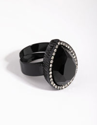 Matte Black Pear-Shaped Diamante Ring - link has visual effect only
