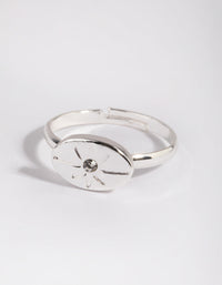Silver Star and Diamante Signet Ring - link has visual effect only