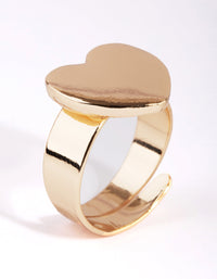 Gold Heart Signet Ring - link has visual effect only