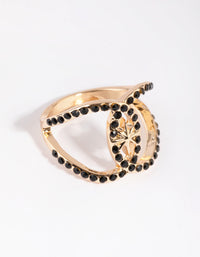 Gold and Black Diamante Ring - link has visual effect only