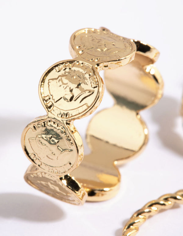 Gold Plated Coin Ring Set