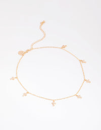 Gold Crystal Cross Choker Necklace - link has visual effect only