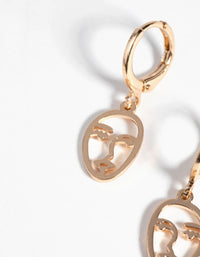 Gold Abstract Face Huggie Hoop Earrings - link has visual effect only