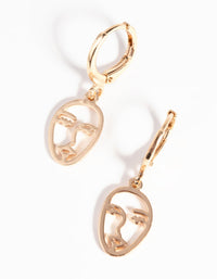 Gold Abstract Face Huggie Hoop Earrings - link has visual effect only