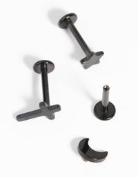 Matte Black Surgical Steel Cross Flat Back Pack - link has visual effect only