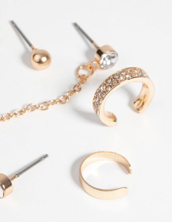 Gold Diamante Ear Cuff Earring Pack