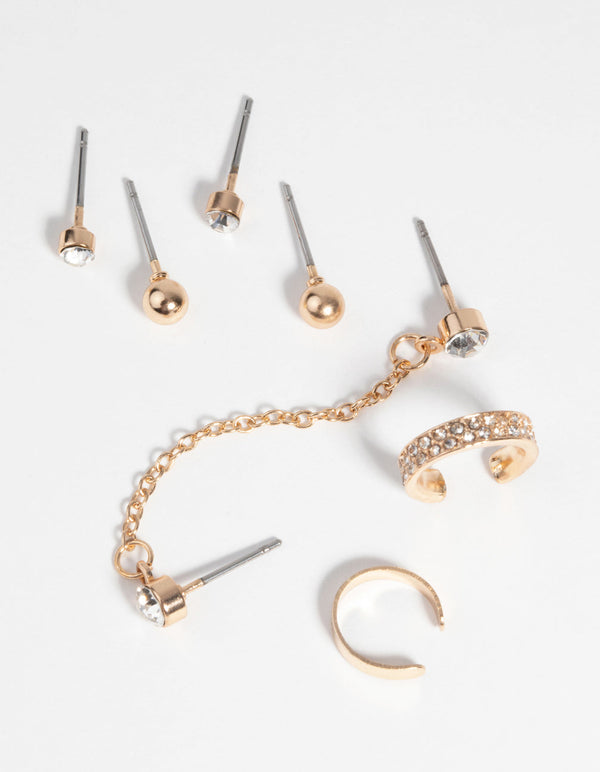 Gold Diamante Ear Cuff Earring Pack