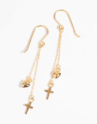Gold Plated Sterling Silver Cross and Heart Earrings - link has visual effect only