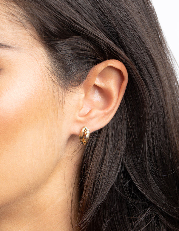 Gold Plated Sterling Silver Twisted Stud Earrings