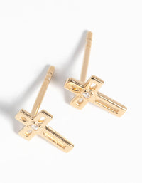 Gold Plated Sterling Silver Diamante Cross Stud Earrings - link has visual effect only