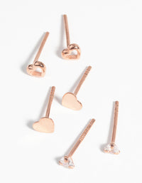 Rose Gold Plated Sterling Silver Heart Stud Earring Pack - link has visual effect only