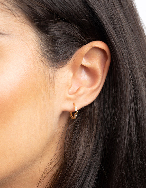 Gold Plated Sterling Silver Galaxy Huggie Hoop Earrings