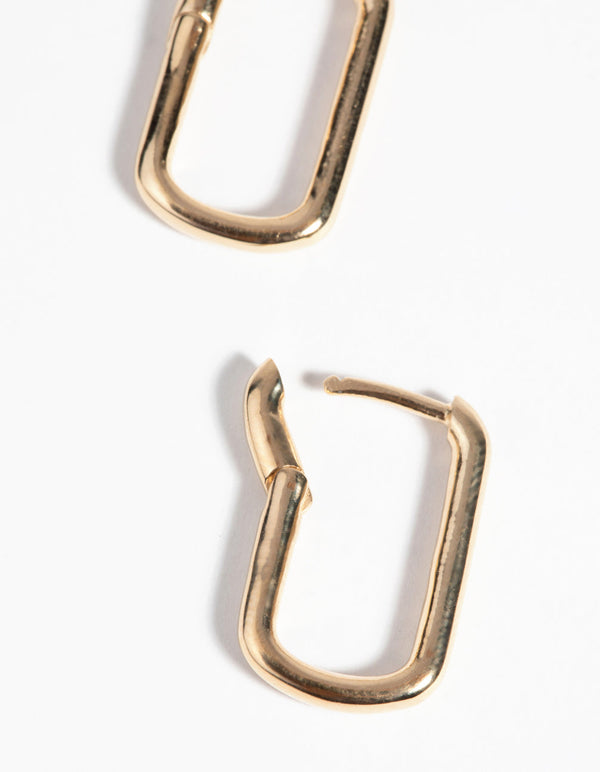 Gold Plated Sterling Silver Oval Huggie Hoop Earrings