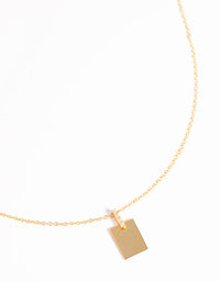 Gold Plated Sterling Silver Rectangular Tag Necklace - link has visual effect only