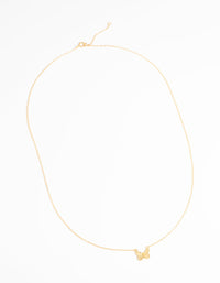 Gold Plated Sterling Silver Etched Butterfly Necklace - link has visual effect only