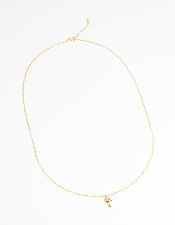 Gold Plated Sterling Silver Mushroom Necklace