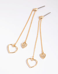 Gold Heart Drop Earrings - link has visual effect only