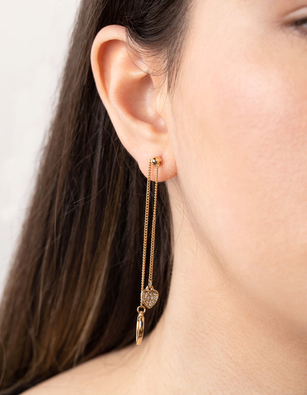Gold Heart Drop Earrings