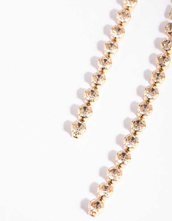 Gold Diamante Drop Earrings