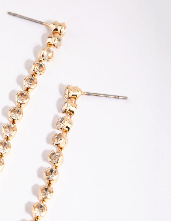 Gold Diamante Drop Earrings
