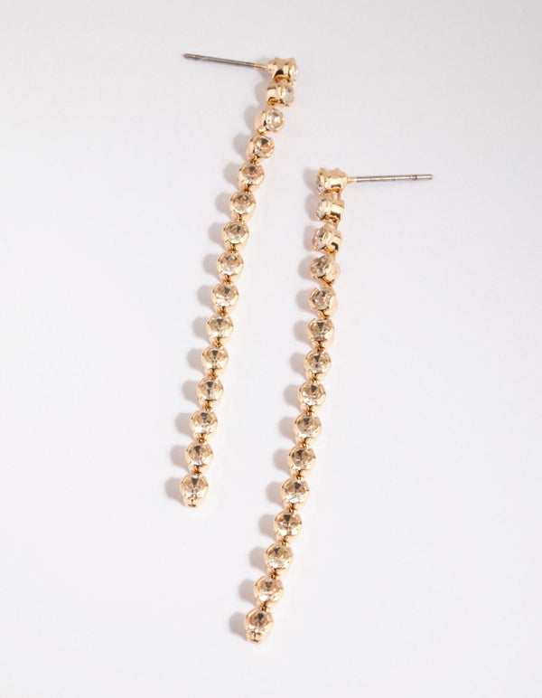 Gold Diamante Drop Earrings