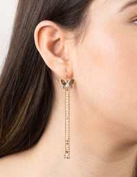 Gold Butterfly Chain Drop Earrings - link has visual effect only