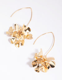 Gold Pearl and Flower Drop Earrings - link has visual effect only