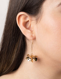 Gold Pearl and Flower Drop Earrings - link has visual effect only