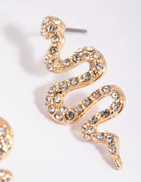 Gold Diamante Snake Stud Earrings - link has visual effect only