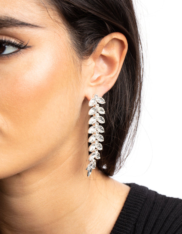 Silver Marquise Diamante Drop Earrings