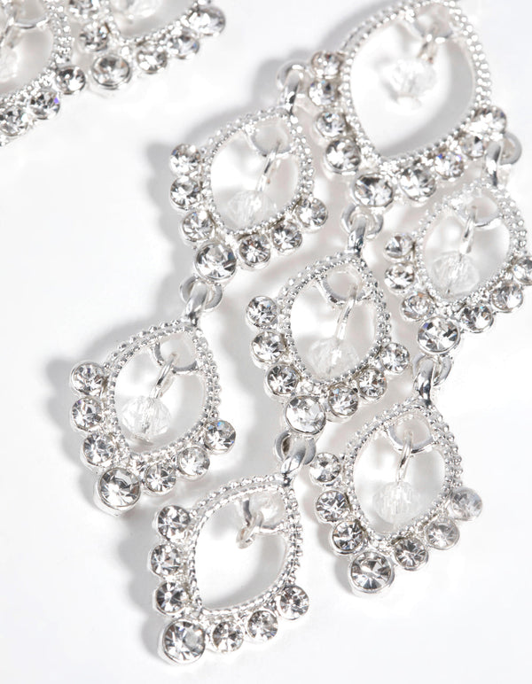 Silver Diamante Teardrop Earrings