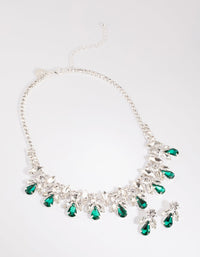 Green Diamante Necklace and Earrings Set - link has visual effect only