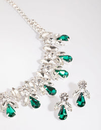 Green Diamante Necklace and Earrings Set - link has visual effect only