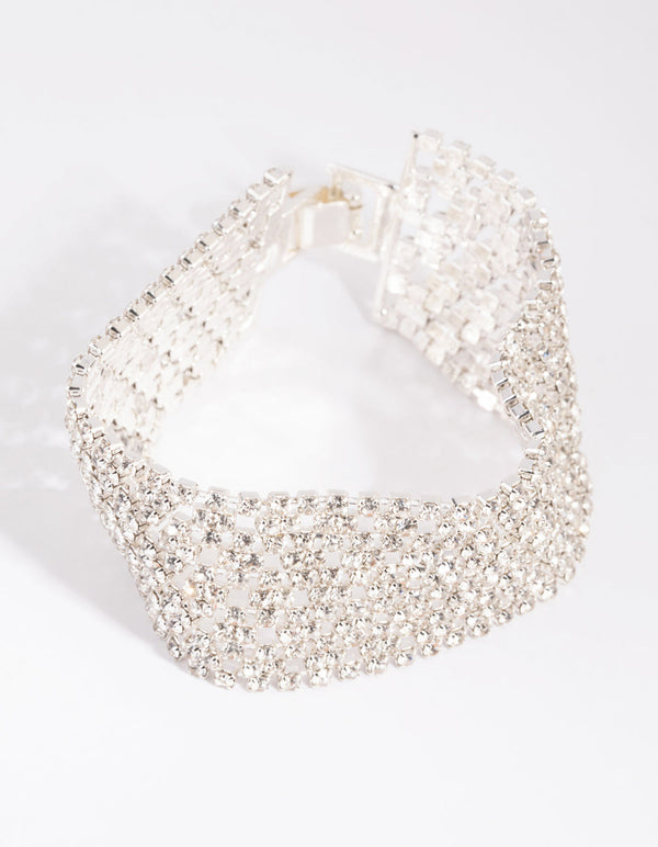 Silver Diamante Statement Bracelet