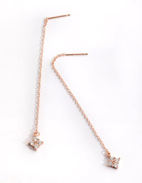 Rose Gold Plated Diamante Drop Earrings - link has visual effect only