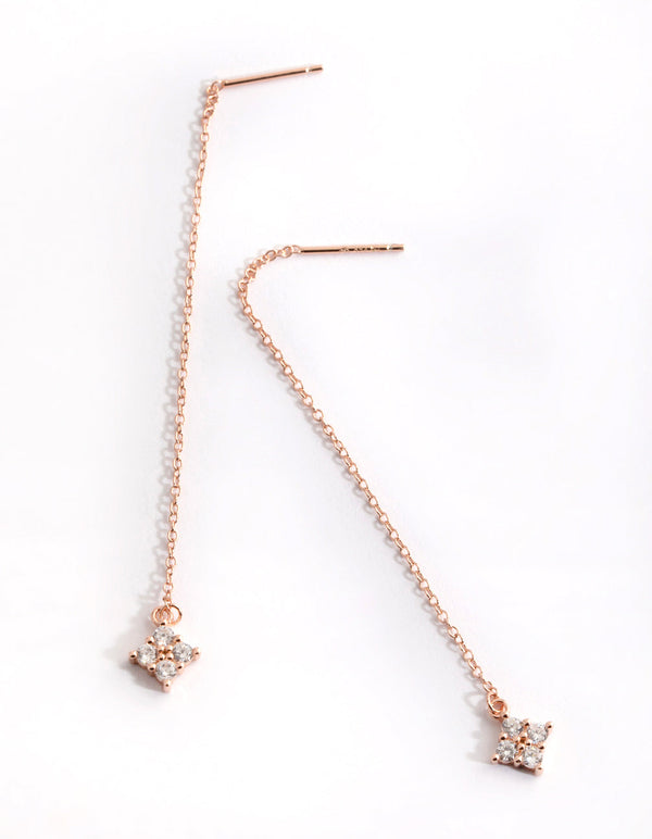 Rose Gold Plated Diamante Drop Earrings