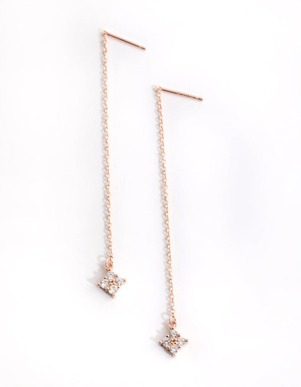 Rose Gold Plated Diamante Drop Earrings